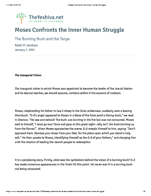 The Yeshiva.net — Parshas Shemos