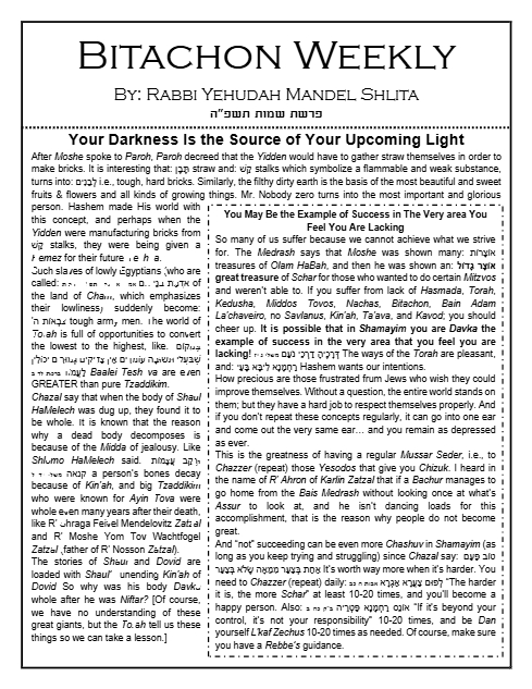 Bitachon Weekly — Parshas Shemos