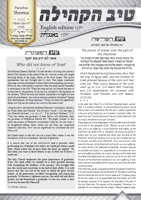 טיב הקהילה English — Parshas Shemos