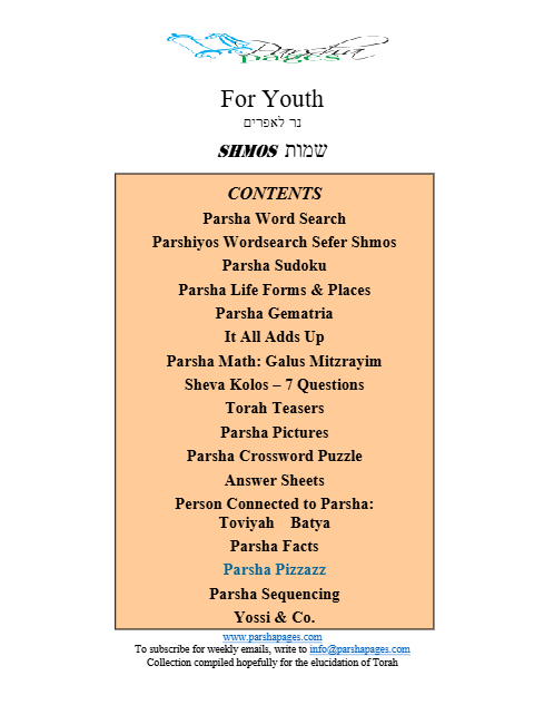 Parsha Pages Youth — Parshas Shemos