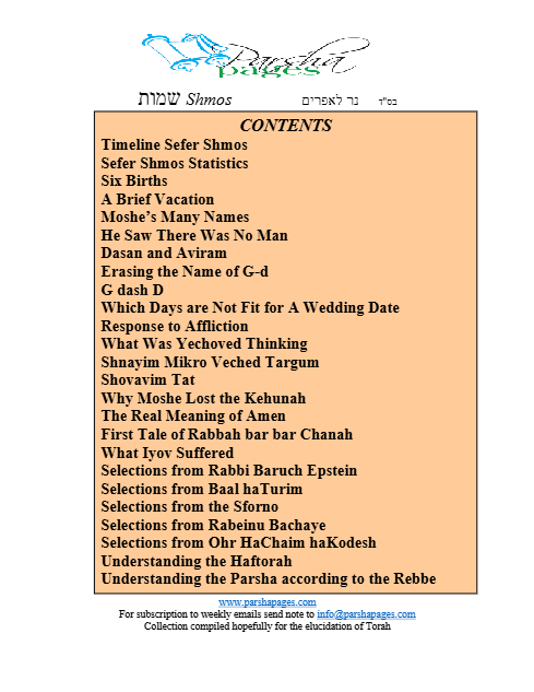 Parsha Pages — Parshas Shemos