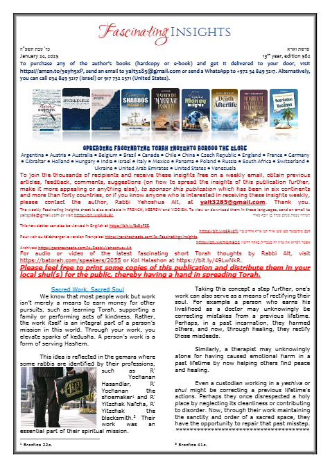 Fascinating Insights — Parshas Va'eira