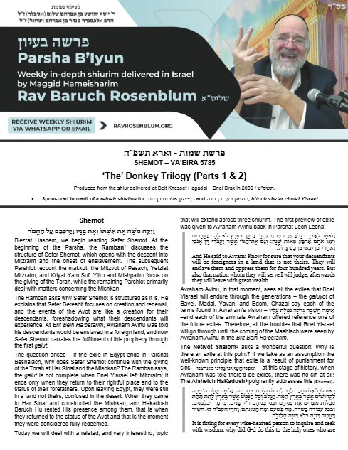 Torah Papers — Parshas Va'eira