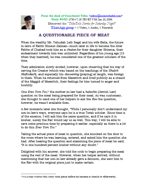 Timely Stories - Y.Tilles — Parshas Va'eira
