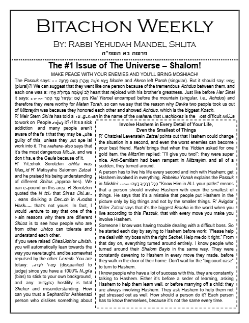 Bitachon Weekly — Parshas Bo