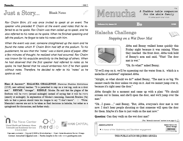 Menucha Magazine — Parshas Bo
