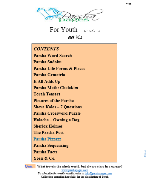 Parsha Pages Youth — Parshas Bo