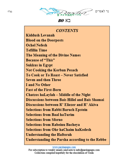 Parsha Pages — Parshas Bo