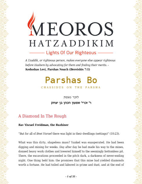 Me'oros Hatzaddikim — Parshas Bo