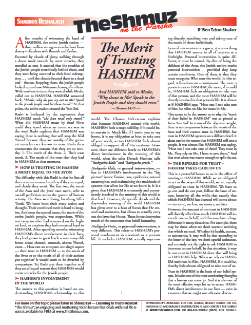 The Shmuz — Parshas Beshalach