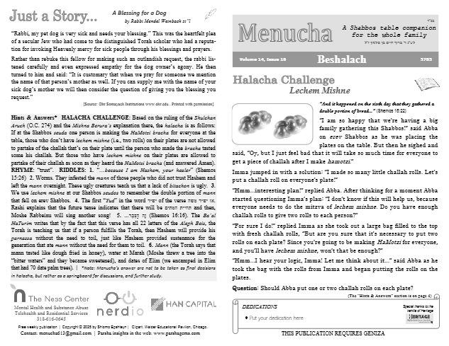 Menucha Magazine — Parshas Beshalach