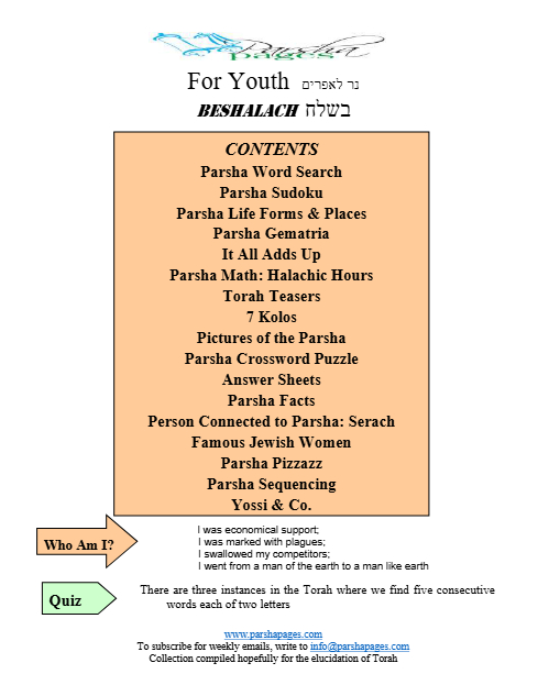 Parsha Pages Youth — Parshas Beshalach