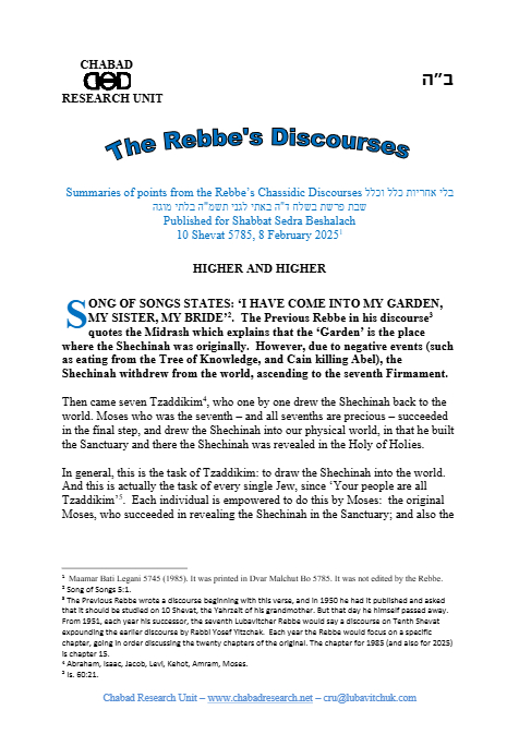 Chabad Research Unit — Parshas Beshalach
