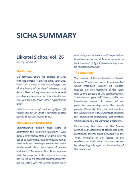 Project Likkutei Sichos — Parshas Yisro