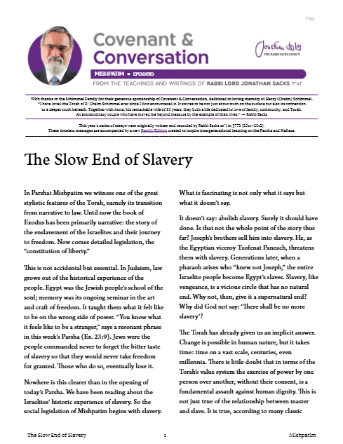 Covenant & Conversation — Parshas Mishpatim