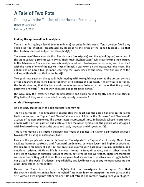 The Yeshiva.net — Parshas Tetzaveh