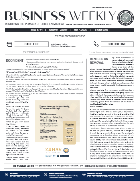 Business Weekly — Parshas Tetzaveh