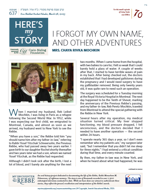 Here's my story — Parshas Pekudei
