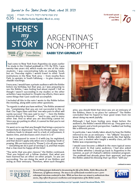Here's my story — Parshas Pekudei