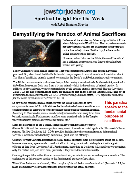 Jews for Judaism — Parshas Vayikra