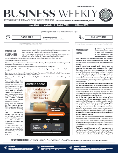 Business Weekly — Parshas Vayikra