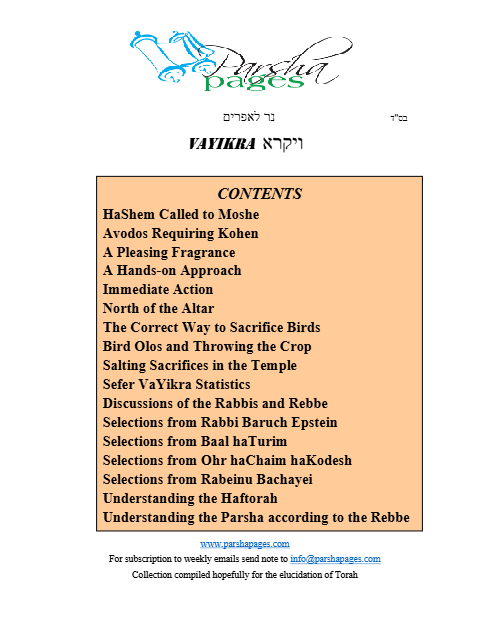 Parsha Pages — Parshas Vayikra