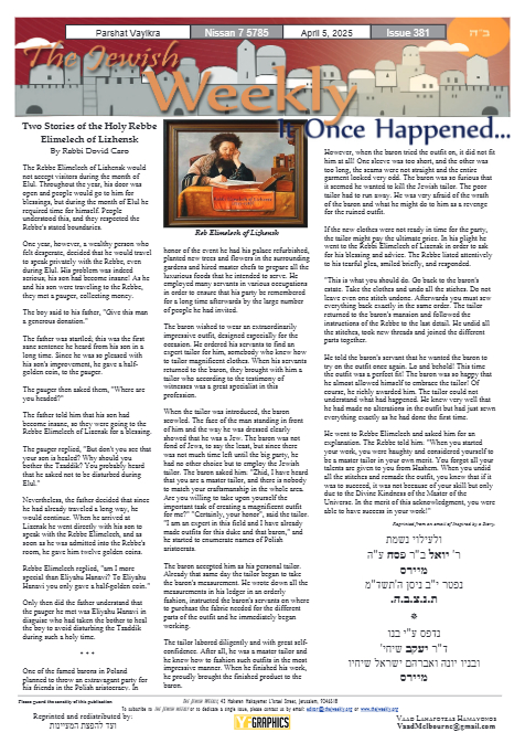The Jewish Weekly — Parshas Vayikra