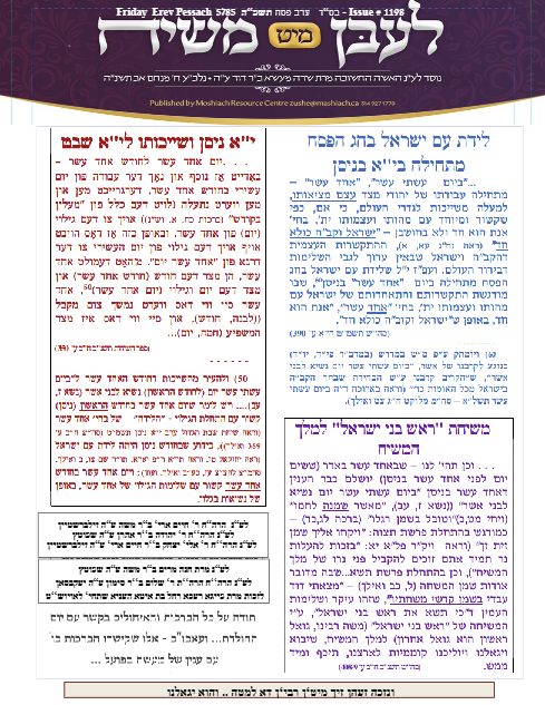 Lebin mit Moshiach — Parshas Tsav