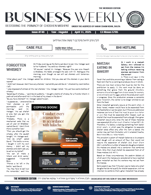 Business Weekly — Parshas Tsav