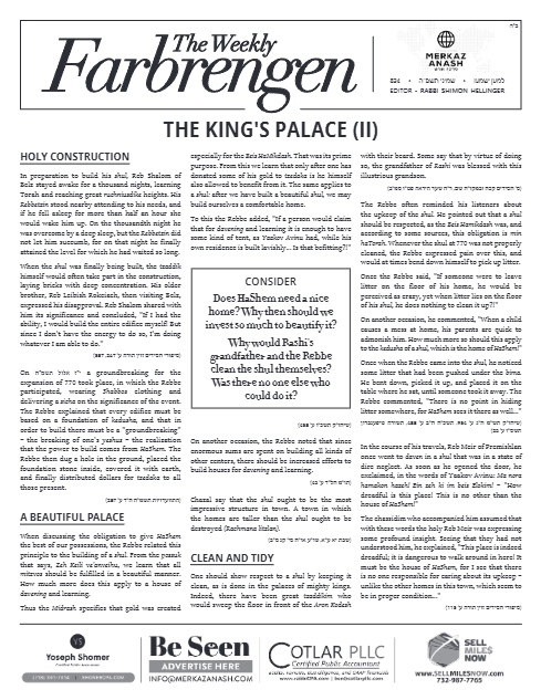 The Weekly Farbrengen — Parshas Shemini