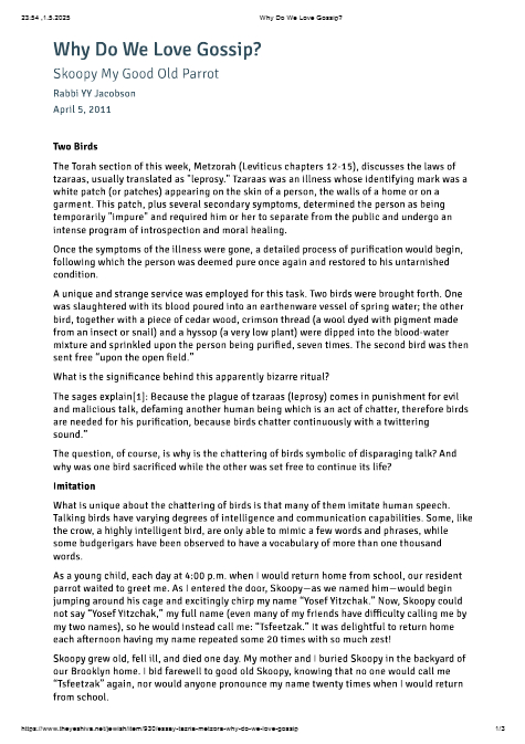 The Yeshiva.net — Parshas Tazria-Metzora