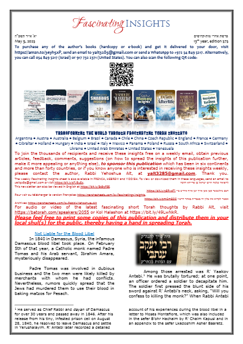 Fascinating Insights — Parshas Acharei Mos-Kedoshim