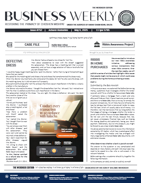 Business Weekly — Parshas Acharei Mos-Kedoshim