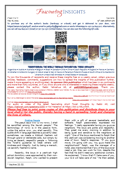 Fascinating Insights — Parshas Emor