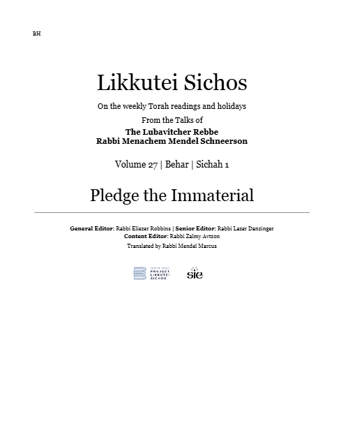 Project Likkutei Sichos — Parshas Behar-Bechukosai