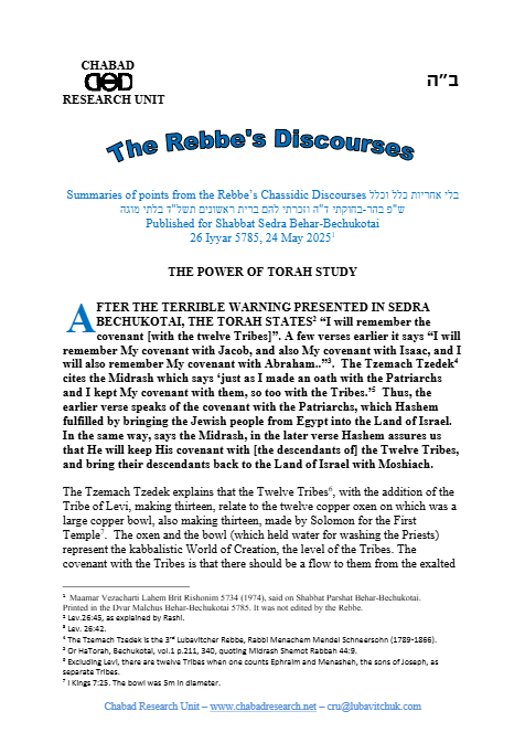 Chabad Research Unit — Parshas Behar-Bechukosai