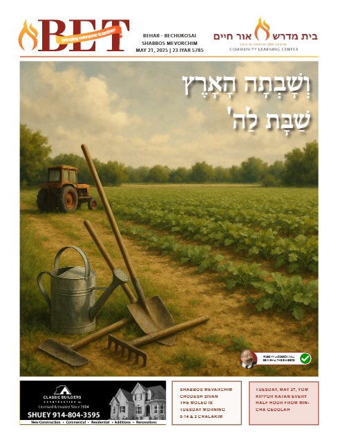 BET Journal — Parshas Behar-Bechukosai