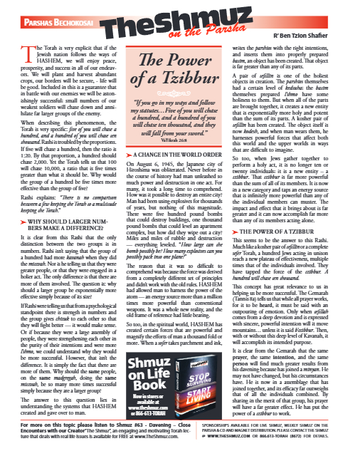 The Shmuz — Parshas Behar-Bechukosai