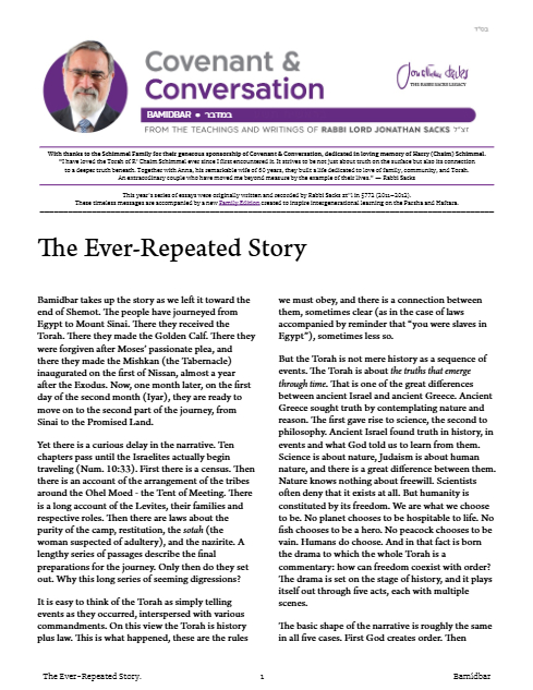 Covenant & Conversation — Parshas Bamidbar