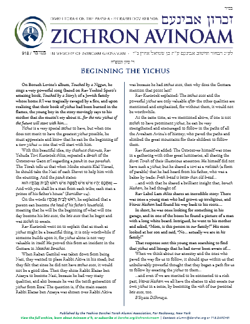 Zichron Avinoam — Parshas Bamidbar
