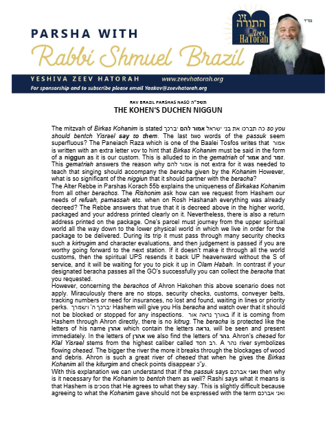 Parsha with Rabbi Shmuel Brazil — Parshas Naso