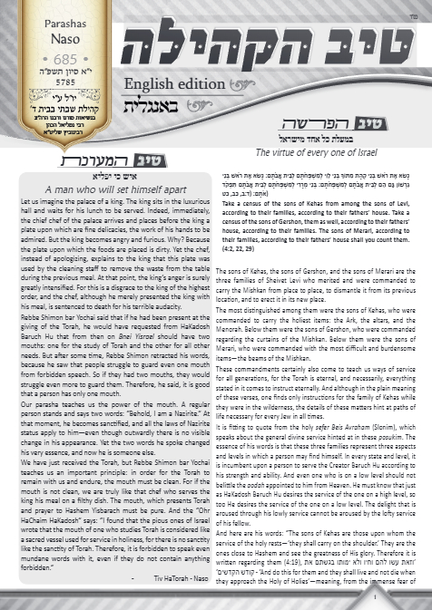 טיב הקהילה English — Parshas Naso