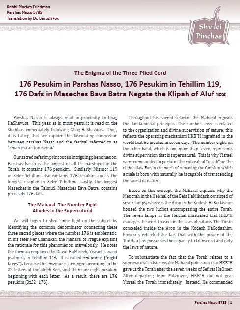 Shvilei Pinchas — Parshas Naso
