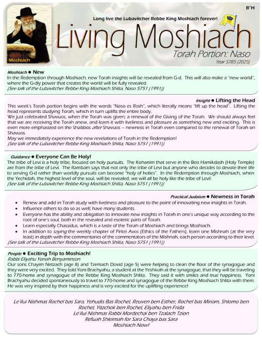 Living Moshiach — Parshas Naso