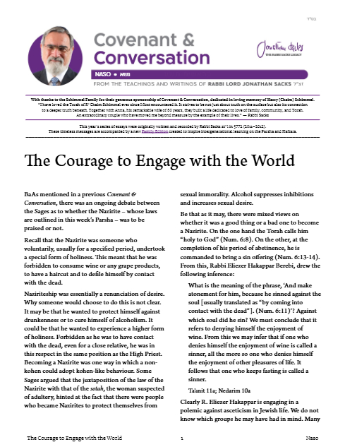Covenant & Conversation — Parshas Naso