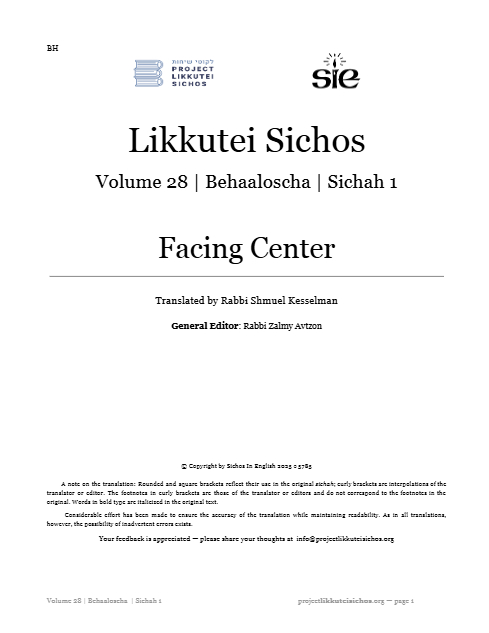 Project Likkutei Sichos — Parshas Behaalotcha