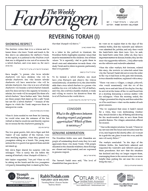 The Weekly Farbrengen — Parshas Behaalotcha