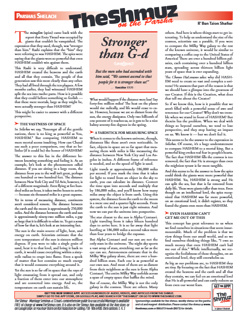 The Shmuz — Parshas Shlach