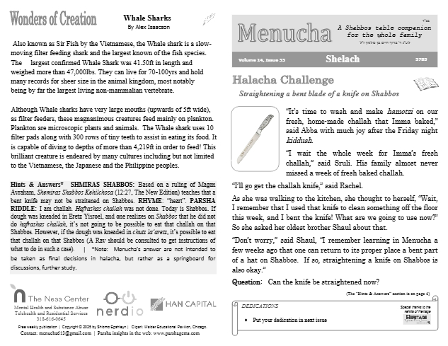 Menucha Magazine — Parshas Shlach
