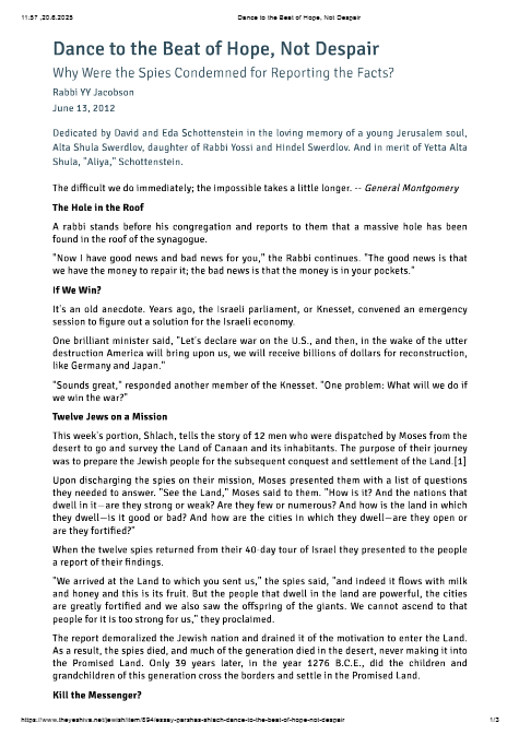 The Yeshiva.net — Parshas Shlach